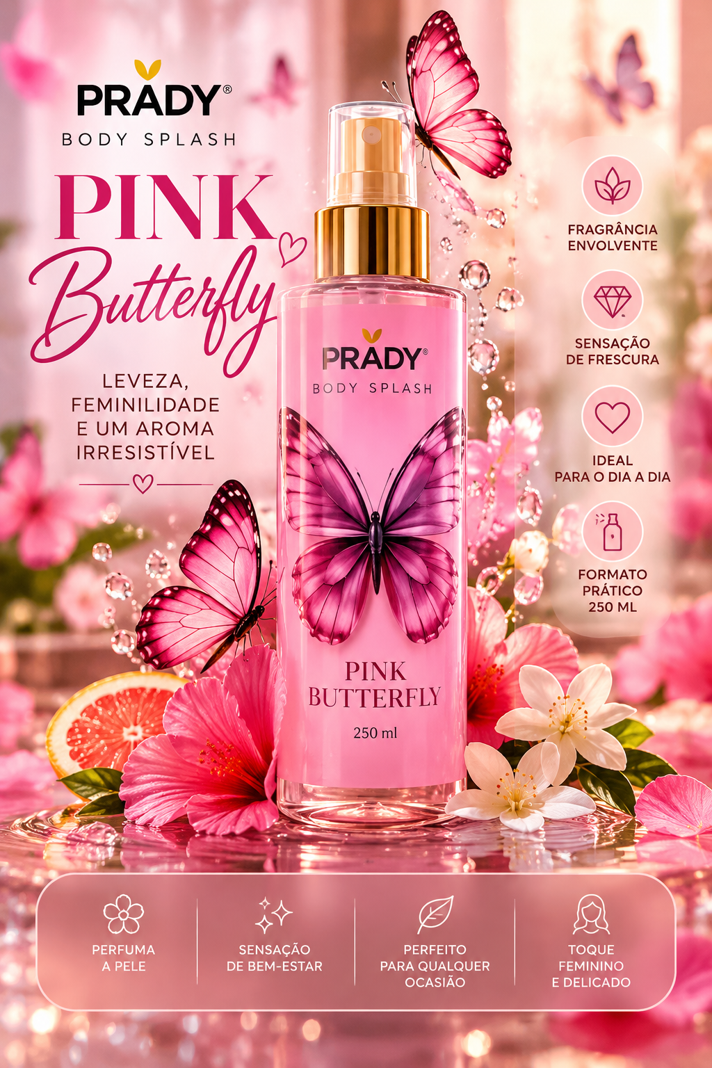 Body Splash Pink Butterfly Prady 250 ml