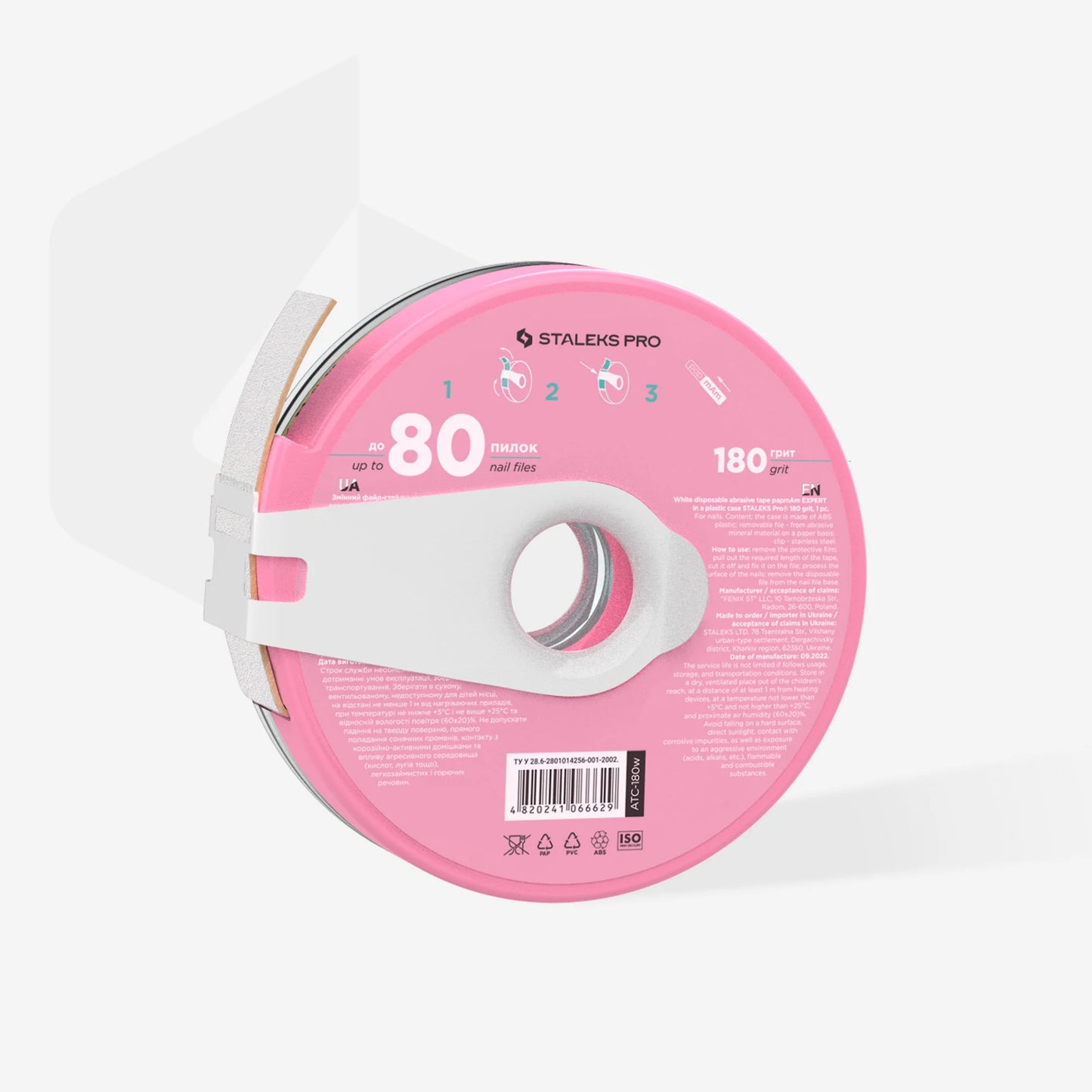 Fita abrasiva branca papmAm EXPERT numa caixa de plástico STALEKS PRO