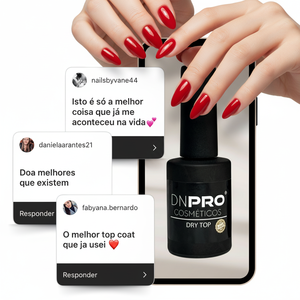 Duas mãos com unhas vermelhas e Dry Top - versão corrigida