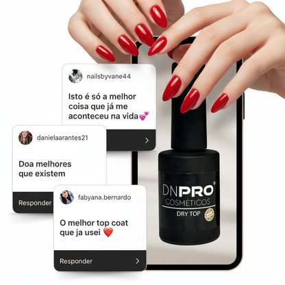 Duas mãos com unhas vermelhas e Dry Top - versão corrigida