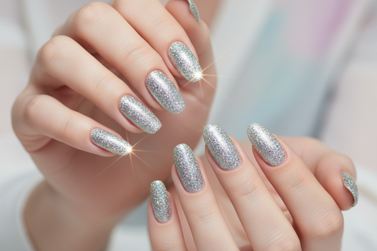 Glitter Silver Holographic em mãos